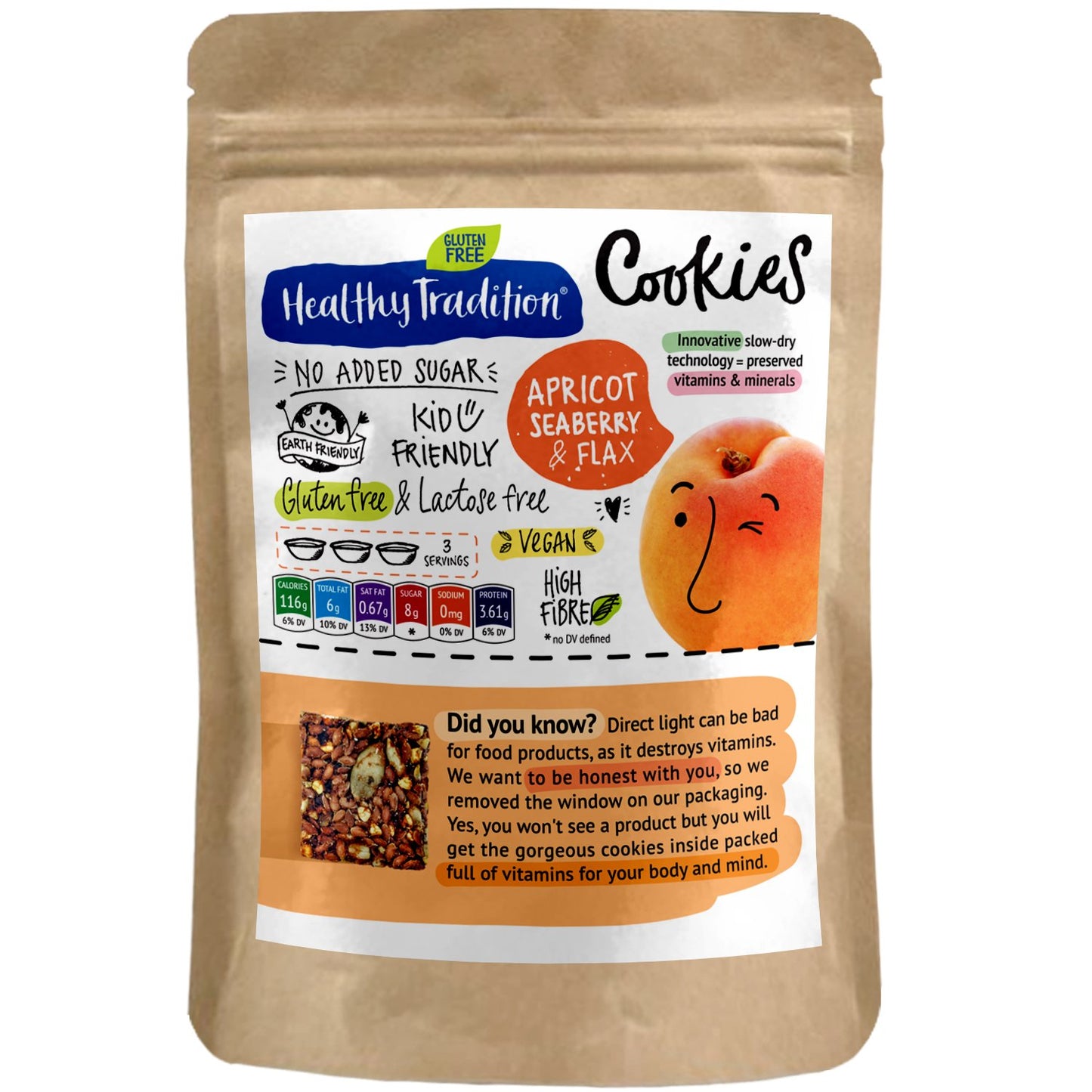 Dried cookies "Apricot and flax" gluten-free and sugar-free, 90g