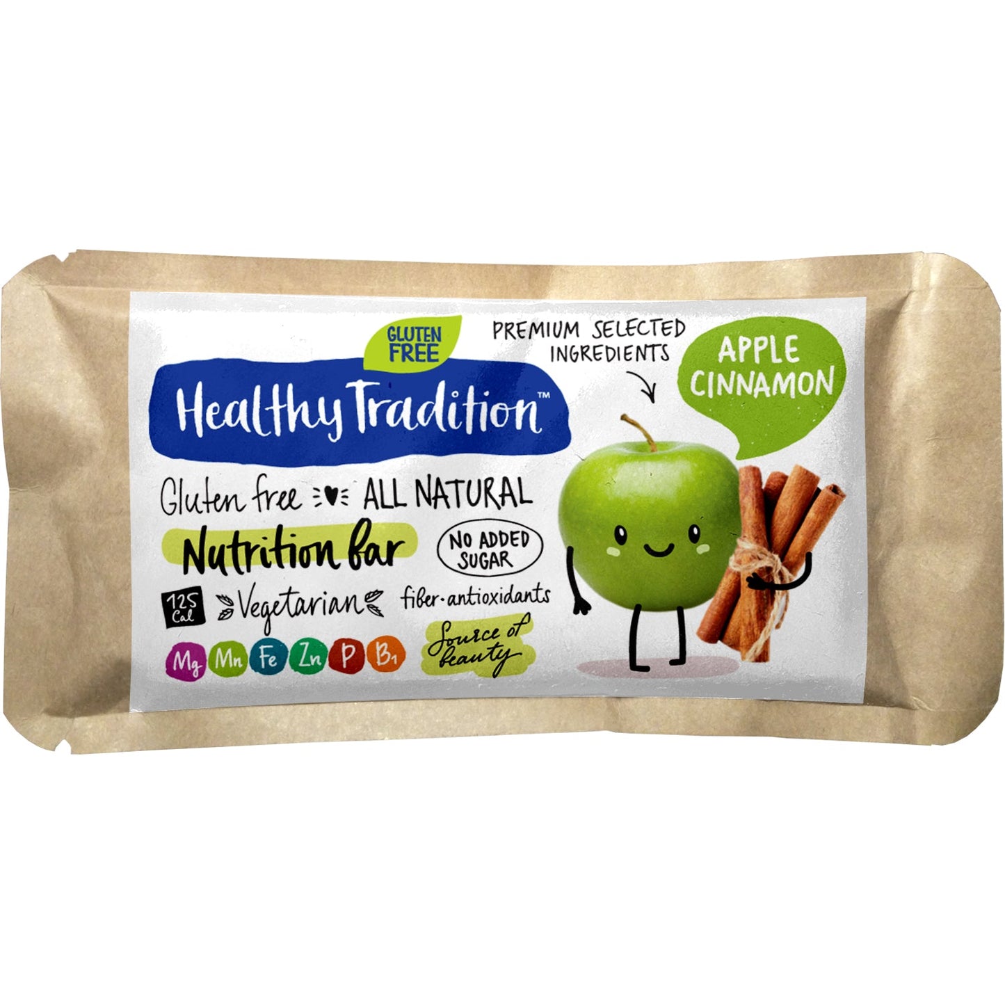 "Cinnamon Apple" TM Healthy Tradition bar without sugar and gluten, 34g
